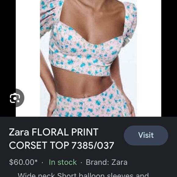 Zara FLORAL PRINT CORSET Crop TOP Blouse Size Medium New - Picture 4 of 8